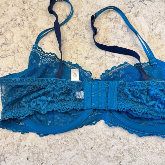 Women's Gilligan & O'Malley 38D  aqua blue lace sheer bra - Picture 10 of 14
